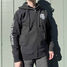 Load image into Gallery viewer, Green Man Heavyweight Heather Charcoal Zip Hoodie