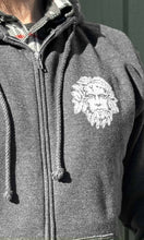 Load image into Gallery viewer, Green Man Heavyweight Heather Charcoal Zip Hoodie Chest Detail