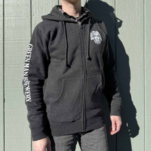 Load image into Gallery viewer, Green Man Heavyweight Heather Charcoal Zip Hoodie
