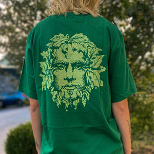 Green Man Peaking Face T-Shirt Back