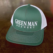 Load image into Gallery viewer, Green Man Brewery Green White Text Logo Hat Front
