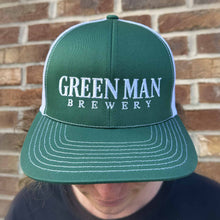 Load image into Gallery viewer, Green Man Brewery Green White Text Logo Hat Front
