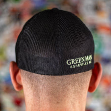Load image into Gallery viewer, Green Man Black Flexfit Baseball Cap Back Detail
