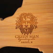 Load image into Gallery viewer, Green Man North Carolina Cutting Board Detail
