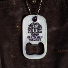 Load image into Gallery viewer, Green Man dog tag bottle opener 
