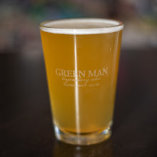 Load image into Gallery viewer, Green Man branded half pint glass
