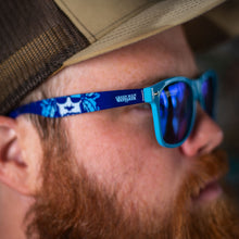 Load image into Gallery viewer, Green Man blue wayfarer style sunglasses
