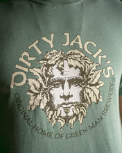 Load image into Gallery viewer, Green Man Dirty Jack&#39;s Logo T-Shirt Front
